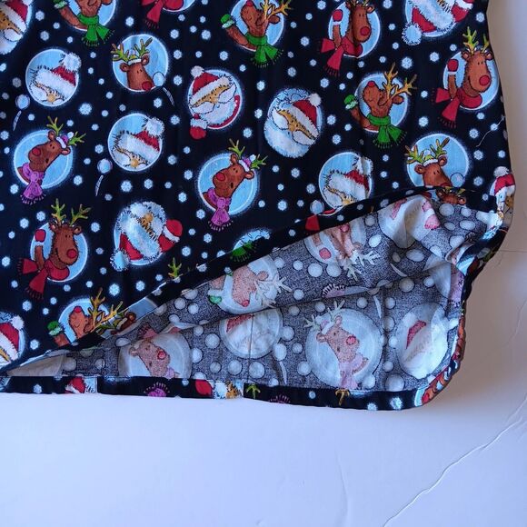 Tafford Christmas Scrub Top Black Women's Santa Claus Reindeers Snow Large - Picture 4 of 10